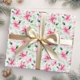 kerstroze Poinsettia Flowers Cadeaupapier