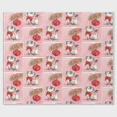 kerstroze  Retro Kitten Kat Gift  Cadeaupapier (Vlak)