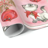 kerstroze  Retro Kitten Kat Gift  Cadeaupapier (Rol Hoek)
