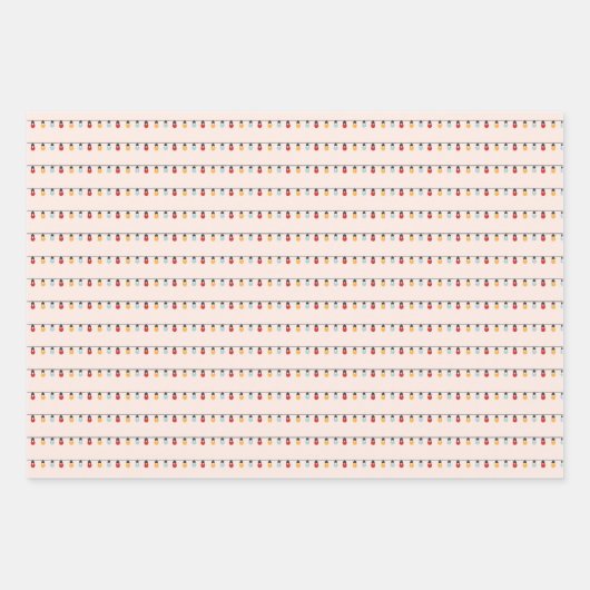 Kerstroze Rocking Horse Bauble Light Pattern Inpakpapier Vel (Voorkant 3)