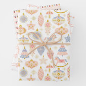 Kerstroze Rocking Horse Bauble Light Pattern Inpakpapier Vel (In situ)