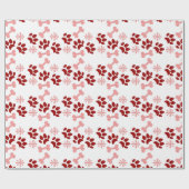 Kerstroze rode hond met kat en Botten sneeuwvlokke Cadeaupapier (Vlak)