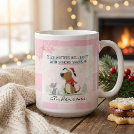 Kerstroze ruitjes cartoon illustratie leuk grote koffiekop