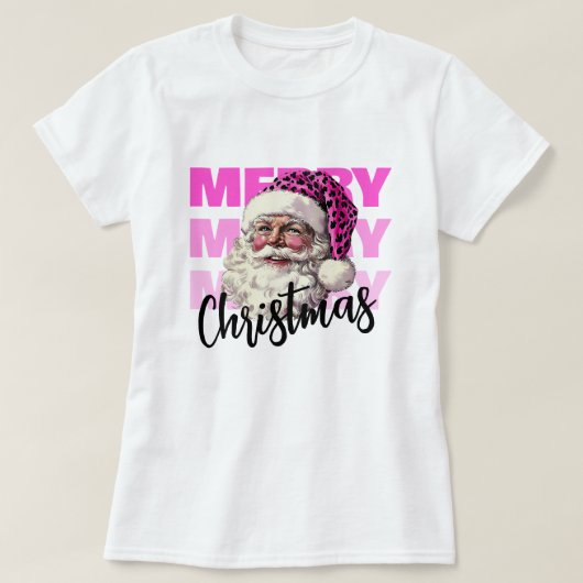 Kerstroze Santa Leopard Tshirt (Design voorkant)