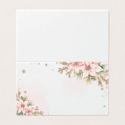 Kerstroze sneeuwvlokken poinsettia plaatskaart kaart (Buitenkant ongevouwen)