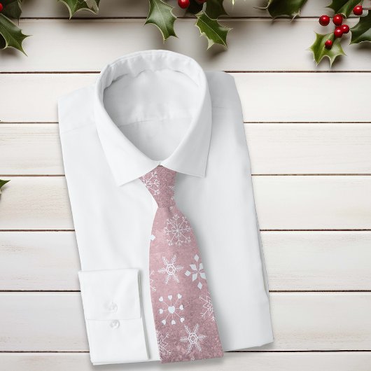 kerstroze Snowflake Pattern Festive Stropdas