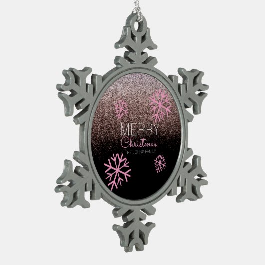 Kerstroze snowflakes tin sneeuwvlok ornament (Links)