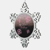 Kerstroze snowflakes tin sneeuwvlok ornament (Rechts)