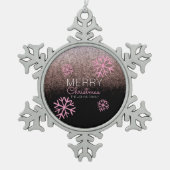 Kerstroze snowflakes tin sneeuwvlok ornament (Voorkant)