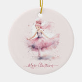 Kerstroze Suikerpruimenfee Keramisch Ornament (Voorkant)