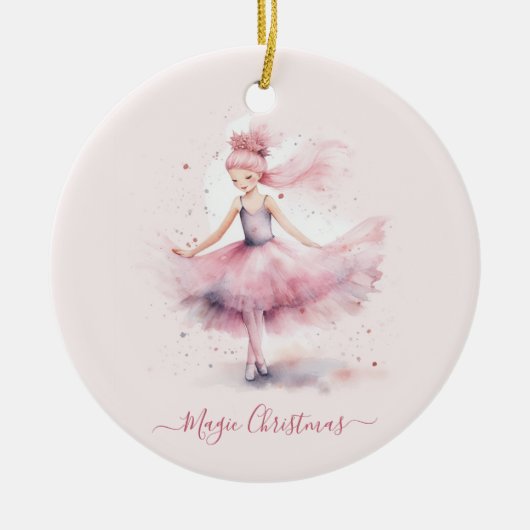 Kerstroze Suikerpruimenfee Keramisch Ornament (Voorkant)