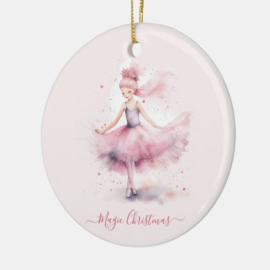 Kerstroze Suikerpruimenfee Keramisch Ornament (Links)