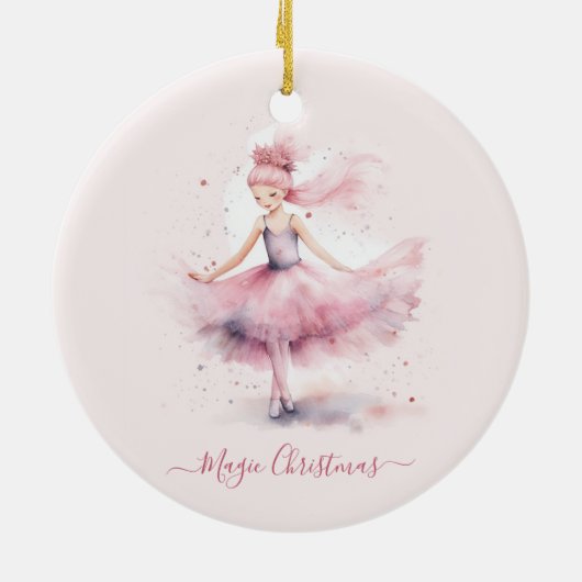 Kerstroze Suikerpruimenfee Keramisch Ornament (Achterkant)
