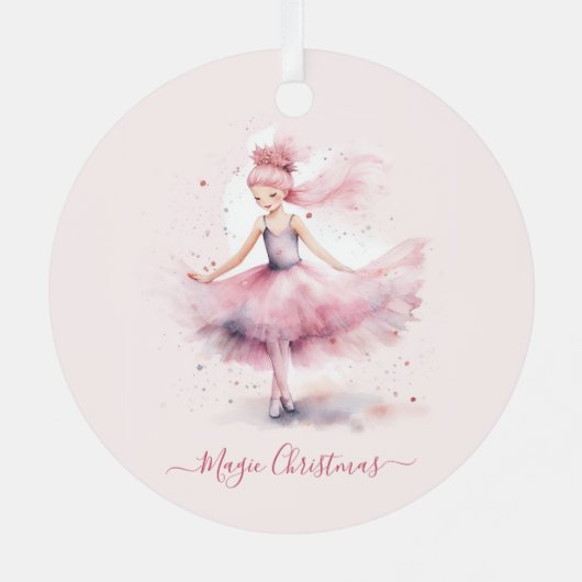 Kerstroze Suikerpruimenfee Metalen Ornament (Achterkant)