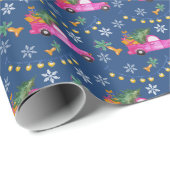 Kerstroze vrachtwagen met boom en wensen cadeaupapier (Rol Hoek)