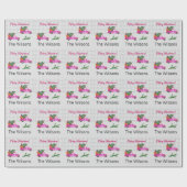 Kerstroze vrachtwagen met boom en wensen cadeaupapier (Vlak)