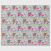 Kerstroze vrachtwagen met boom en wensen cadeaupapier (Vlak)