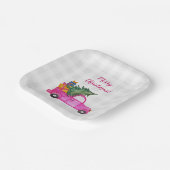 Kerstroze vrachtwagen met boom en wensen papieren bordje (Gebogen)