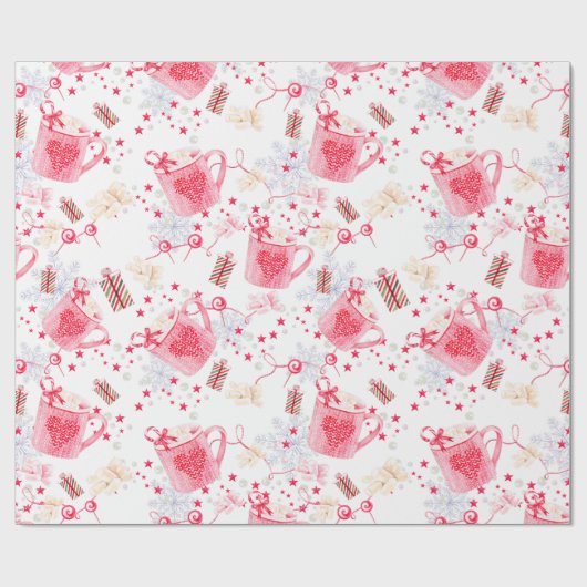 Kerstroze warmtecacao cadeaupapier (Vlak)