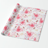 Kerstroze warmtecacao cadeaupapier (Uitgerold)