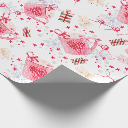 Kerstroze warmtecacao cadeaupapier (Hoek)