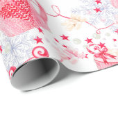 Kerstroze warmtecacao cadeaupapier (Rol Hoek)