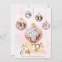 Kerstroze Waterverf 5 Foto Ornament Holiday