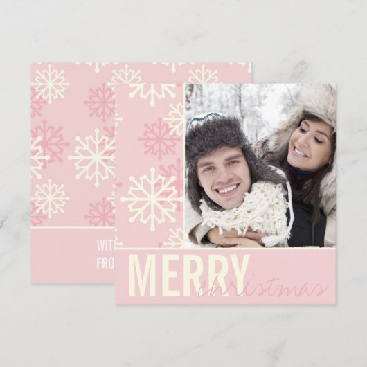 Kerstroze winterfeestdag fotokaart feestdagenkaart (Voorkant / Achterkant)