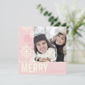 Kerstroze winterfeestdag fotokaart feestdagenkaart (Staand voorkant)