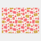 Kerstroze witte patroon inpakpapier vel (Voorkant 3)