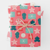 Kerstroze witte patroon inpakpapier vel (In situ)