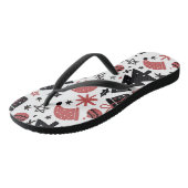 Kerstroze Zwart Vakantie Stijlvol Teenslippers (Schuin)