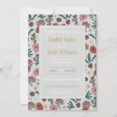 kerstRozen Berries Floral Grey Pattern (Voorkant)