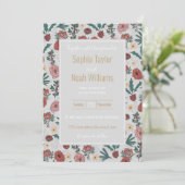 kerstRozen Berries Floral Grey Pattern (Staand voorkant)