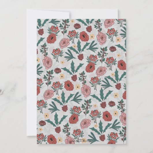 kerstRozen Berries Floral Grey Pattern (Achterkant)