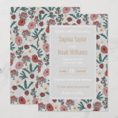 kerstRozen Berries Floral Grey Pattern (Voorkant / Achterkant)