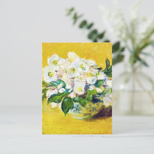 kerstRozen Claude Monet bloemen schilferen Feestdagenkaart (Staand voorkant)