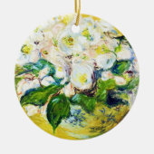 kerstRozen Claude Monet bloemen schilferen Keramisch Ornament (Voorkant)