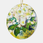 kerstRozen Claude Monet bloemen schilferen Keramisch Ornament (Links)