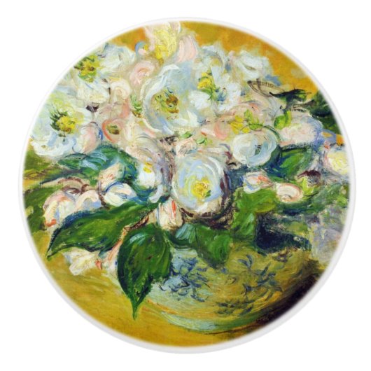Kerstrozen (door Claude Monet) Keramische Knop (Voorkant)