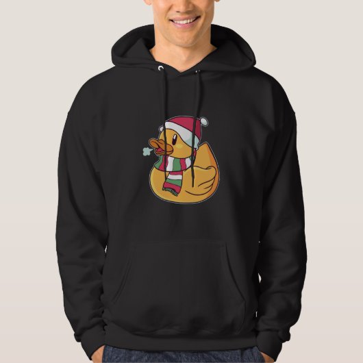 Kerstrubber Duck Santa Hat Gift for Duck Fans Hoodie (Voorkant)