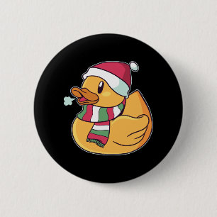 Kerstrubber Duck Santa Hat Gift for Duck Fans Ronde Button 5,7 Cm