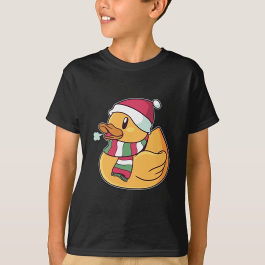 Kerstrubber Duck Santa Hat Gift for Duck Fans T-shirt (Voorkant)