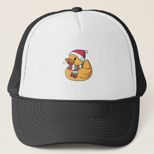 Kerstrubber Duck Santa Hat Gift for Duck Fans Trucker Pet (Voorkant)