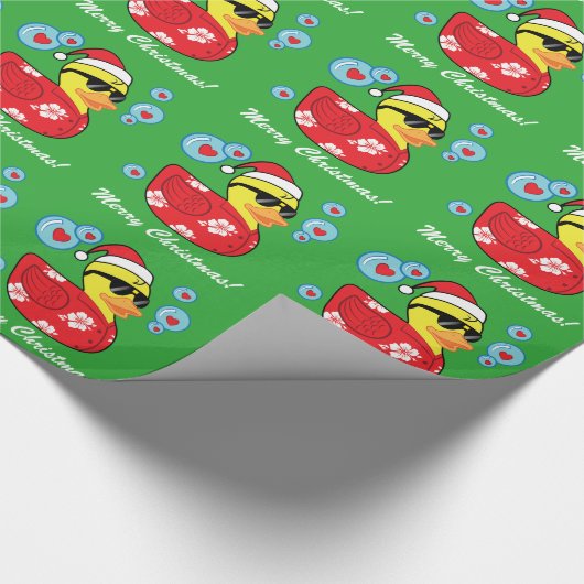 KerstRubber Ducky in het Hawaiiaanse Shirt Aloha Cadeaupapier (Hoek)