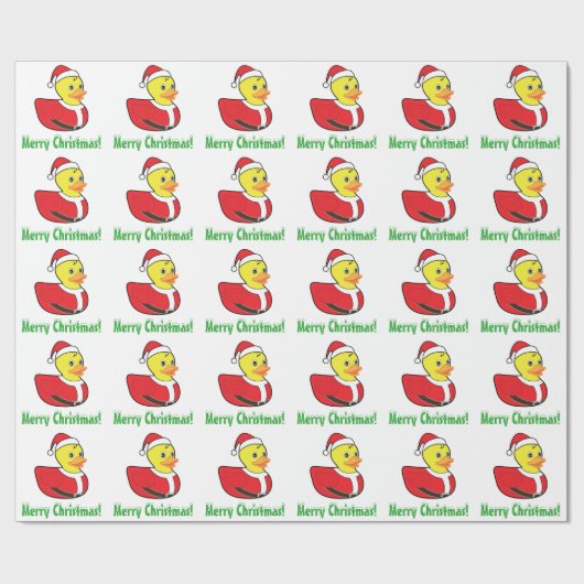 KerstRubber Ducky in Santa Outfit Cadeaupapier (Vlak)