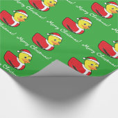 KerstRubber Ducky in Santa Outfit Cadeaupapier (Hoek)