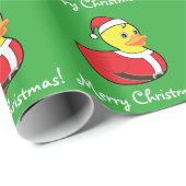 KerstRubber Ducky in Santa Outfit Cadeaupapier (Rol Hoek)