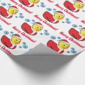 KerstRubber Ducky in Santa Outfit Cadeaupapier (Hoek)
