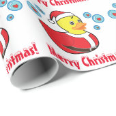 KerstRubber Ducky in Santa Outfit Cadeaupapier (Rol Hoek)